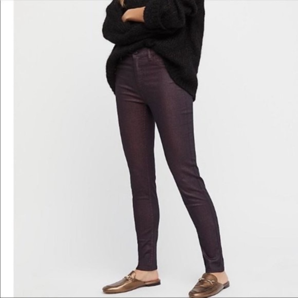 Free People Purple Glitter Skinny Jeans